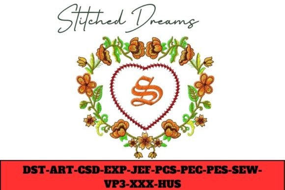 Floral Heart Letter S