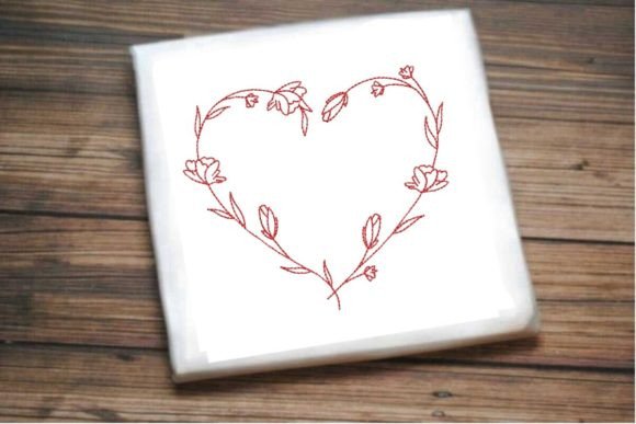 One-Line Heart Floral Border