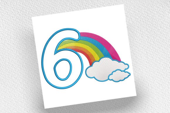 Rainbow Birthday Number Six