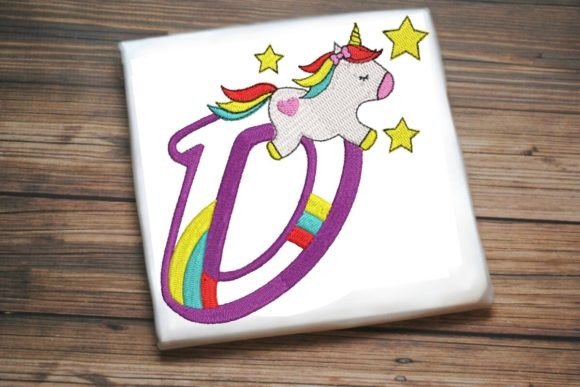 Unicorn Rainbow Letter D