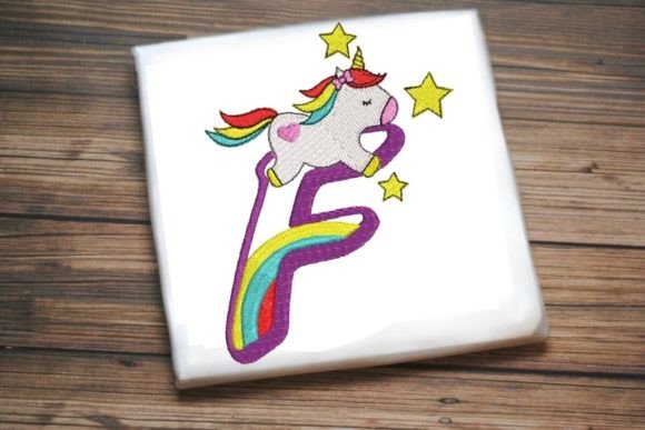 Unicorn Rainbow Letter F