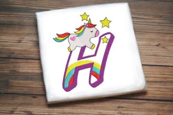 Unicorn Rainbow Letter H