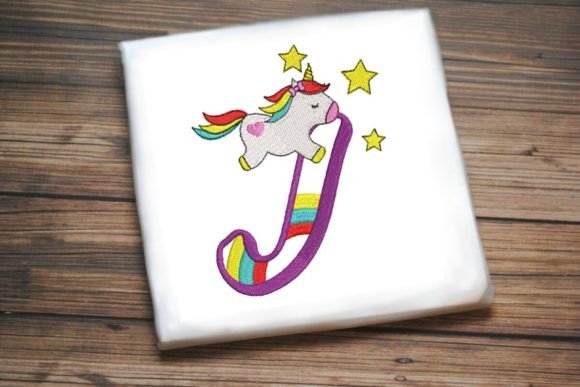 Unicorn Rainbow Letter J