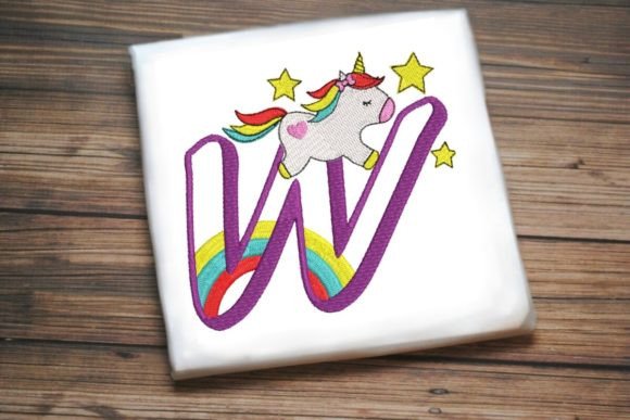 Unicorn Rainbow Letter W